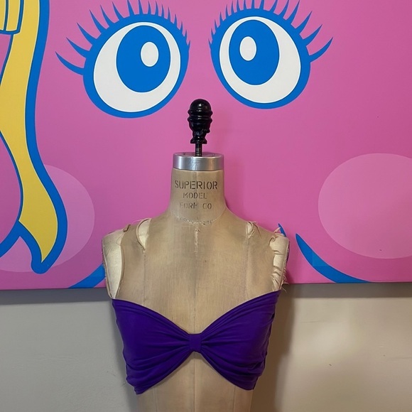 Donna Karan Purple Silk Bustier Corset Bra Top